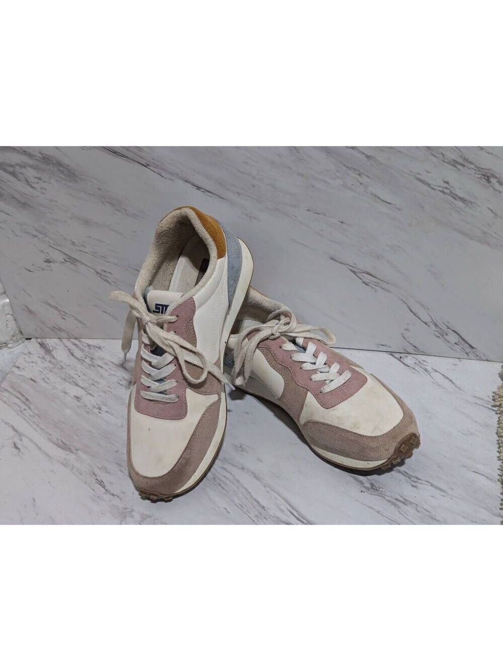 Steve Madden Men's Cream & Tan Lace-Up Toronto Fabric/Suede Sneakers Size 10